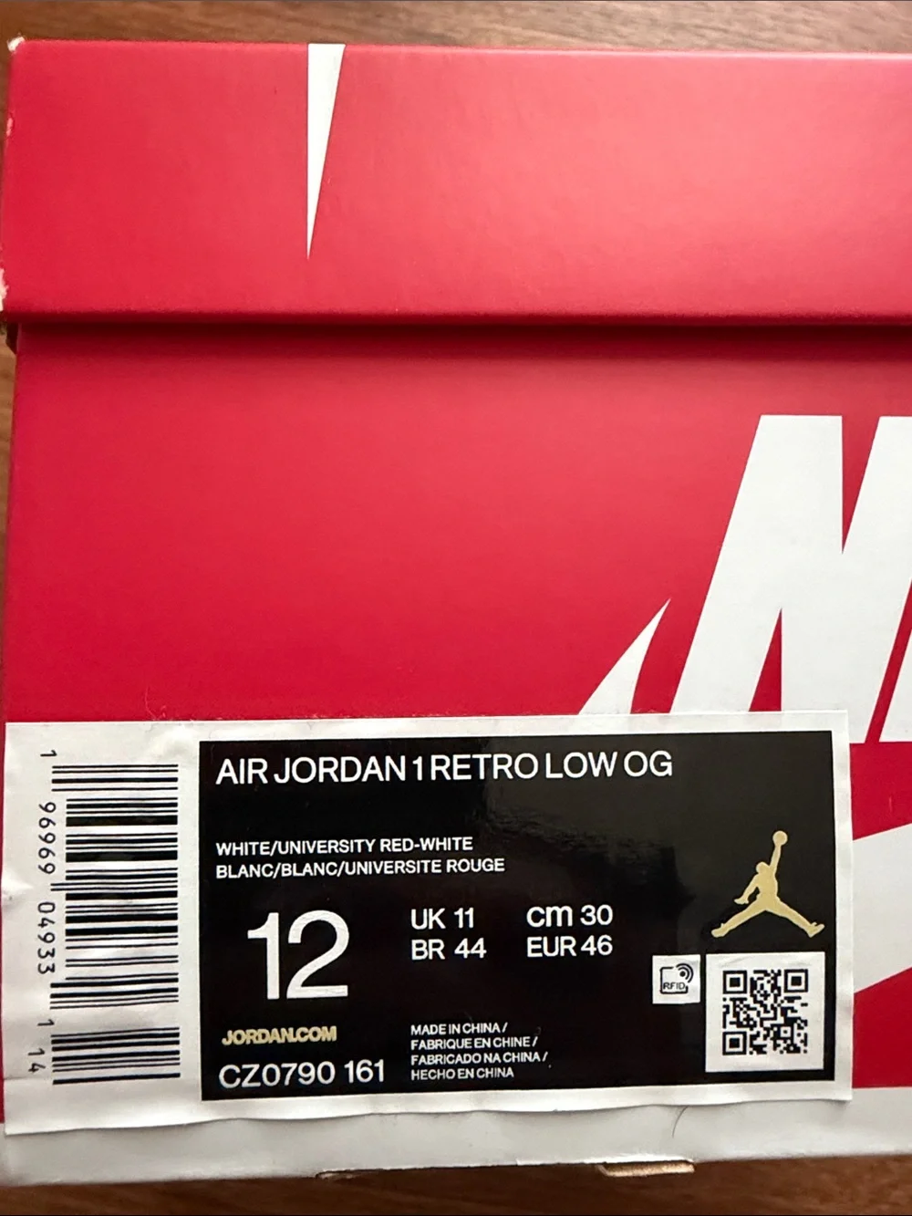 Brand New: Air Jordan 1 Low OG White and Red Sneakers.
